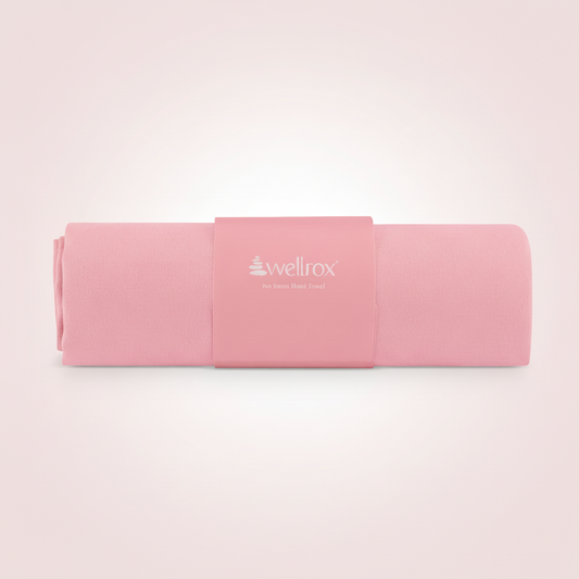 wellrox Pink rolled up microfiber hand towel