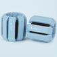 stylish blue set of silicone wearable wrist and ankle weights fastened