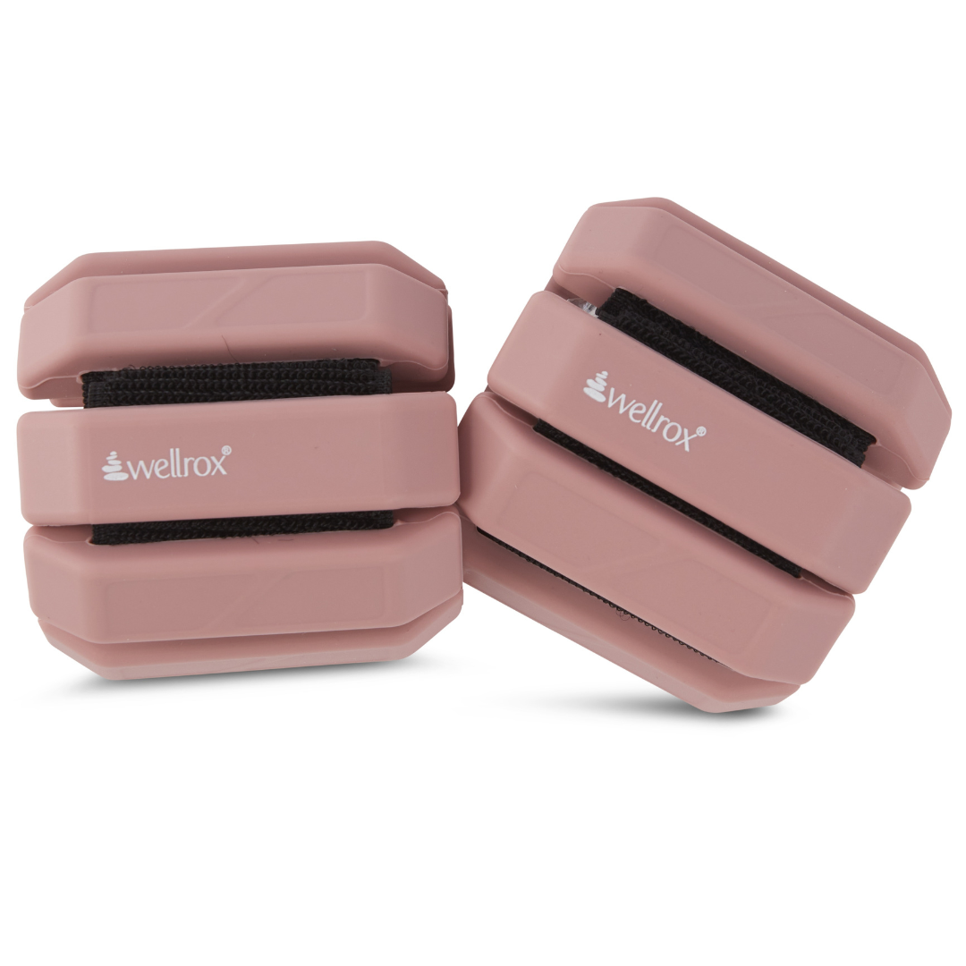 Set of Rose wearable wrist and ankle weights for pilates fastened