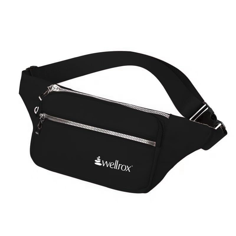 black crossbody bag for yoga, muti-pocket fanny pack