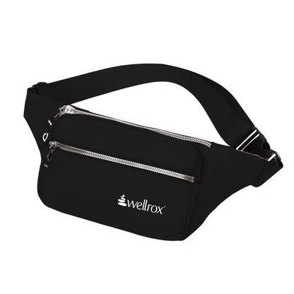 black crossbody bag for yoga, muti-pocket fanny pack