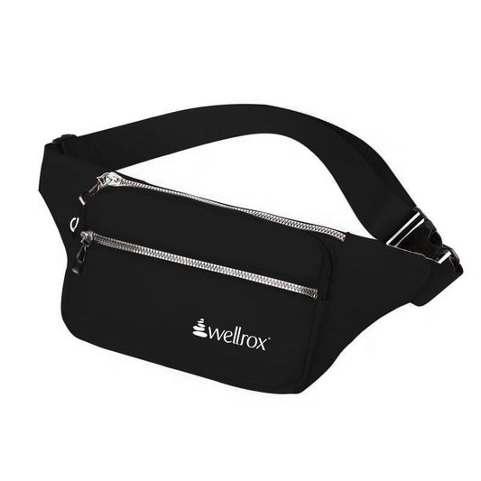 black crossbody bag for yoga, muti-pocket fanny pack