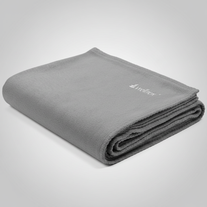 Folded gray hand-loomed Indian cotton soft cozy machine washable Wellrox mexican style yoga blanket 