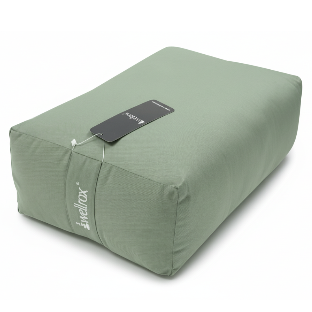 green rectangular yoga bolster indian cotton
