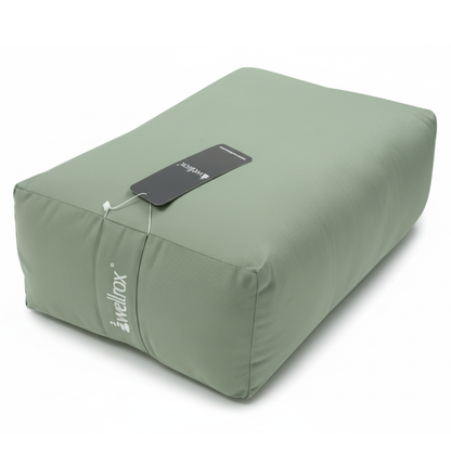 green rectangular yoga bolster indian cotton