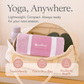 Pink yoga mat towel with 'wellrox' branding in a gym bag
