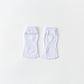 pair of non-skid toeless grip white barre socks, white toeless non-skid Pilates socks, white grip open toe yoga socks