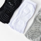 three pairs of open-toe, non-skid barre socks